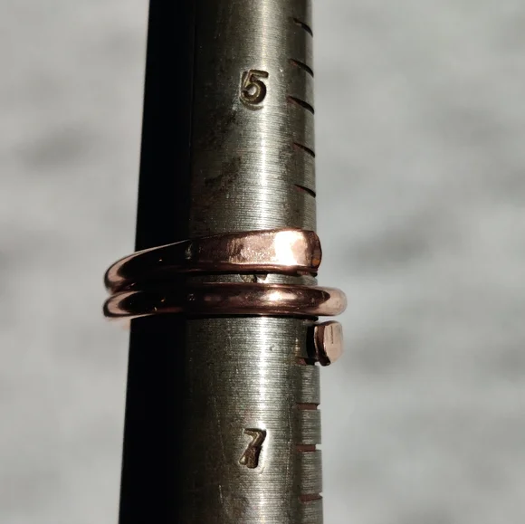 Simple Wrapped Copper Ring W/ Hammered Ends - Picture 4 of 8